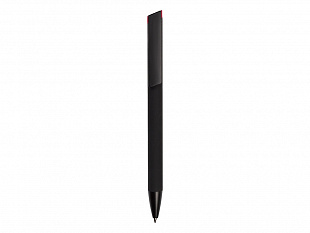 Ручка металлическая шариковая "Taper Metal" софт-тач с цветным зеркальным слоем, черный с красным