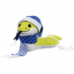 Мягкая игрушка Baby Snake Right, в зеленом шарфике и шапочке