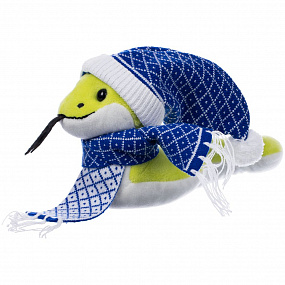 Мягкая игрушка Baby Snake Left, в зеленом шарфике и шапочке